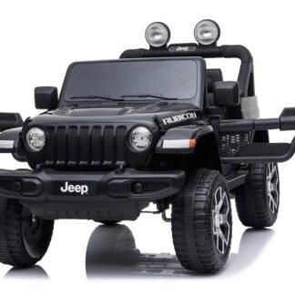 Jeep Wrangler Rubicon, 12 voltios, asiento de cuero, ruedas EVA, 2 motores,   INDA406-AC-JWR555BLACK